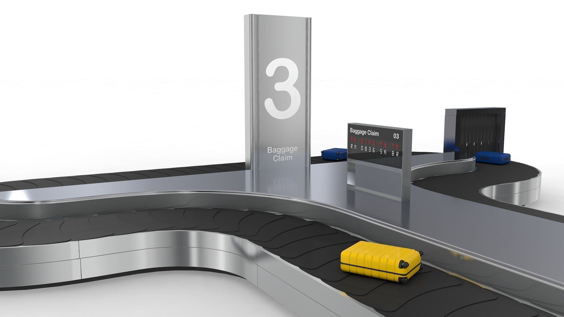 Adjustable Airport Baggage Carousel Conveyor 1 3D model_3