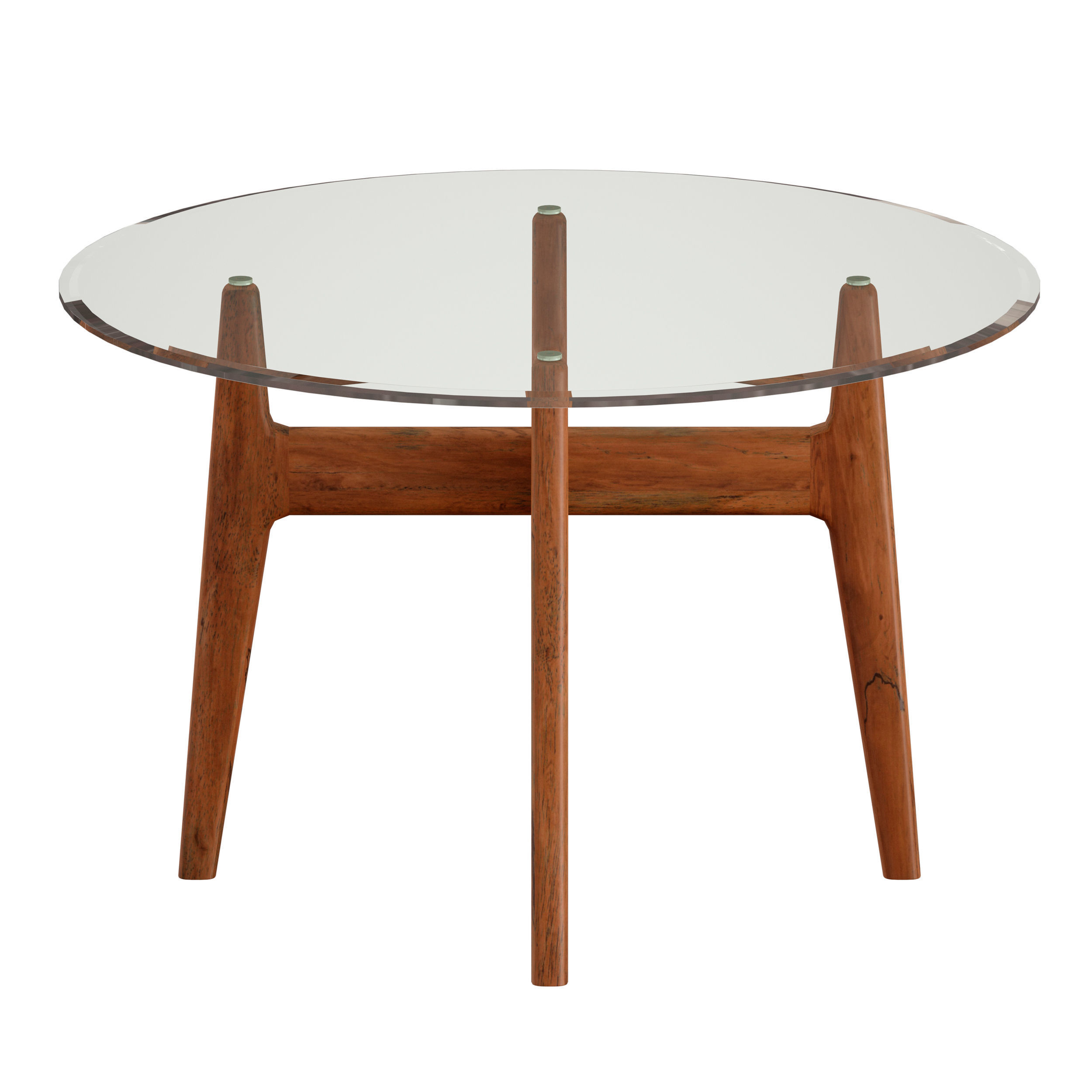 Tate 48 Round Dining Table with Glass Top and Walnut Base 3D model_7