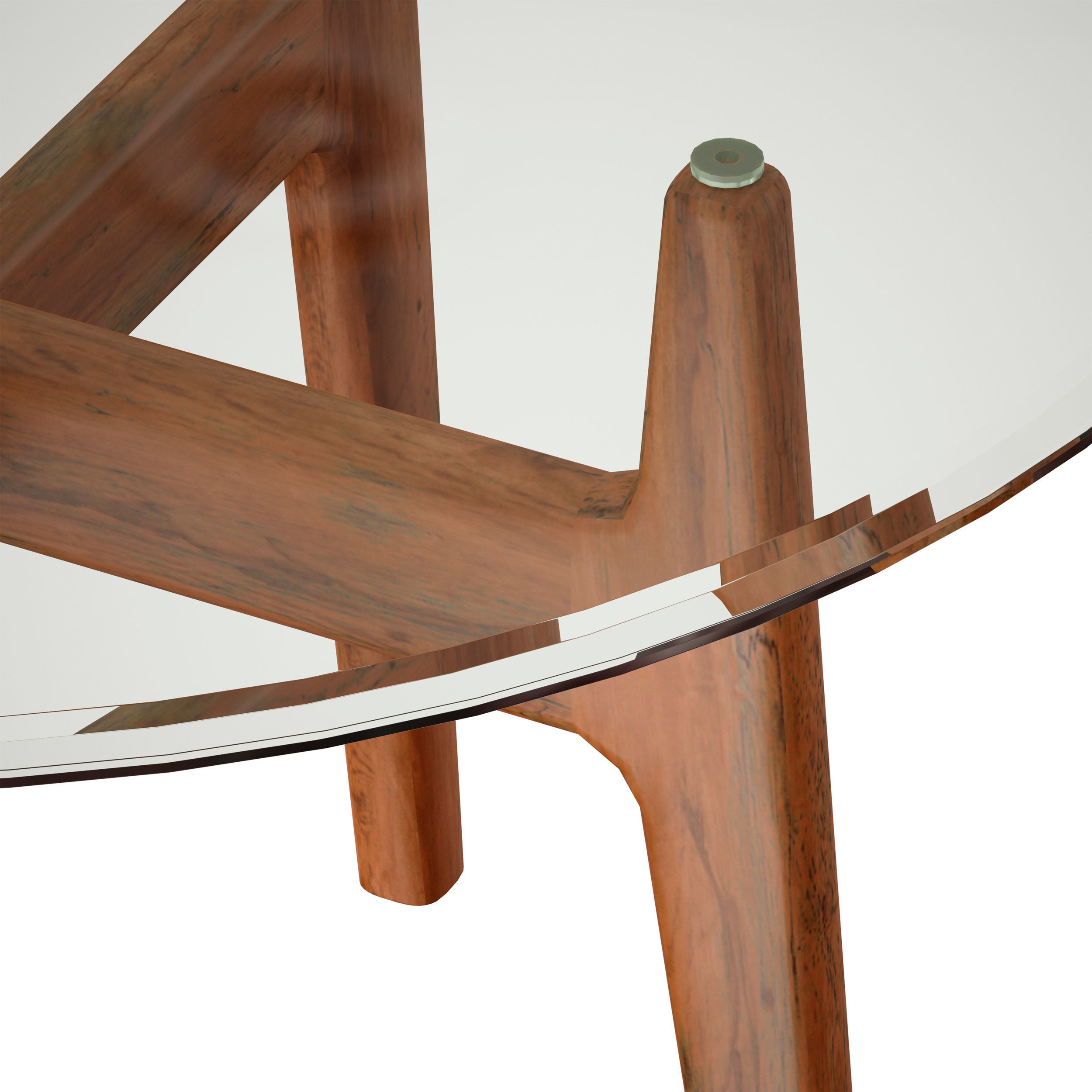 Tate 48 Round Dining Table with Glass Top and Walnut Base 3D model_9