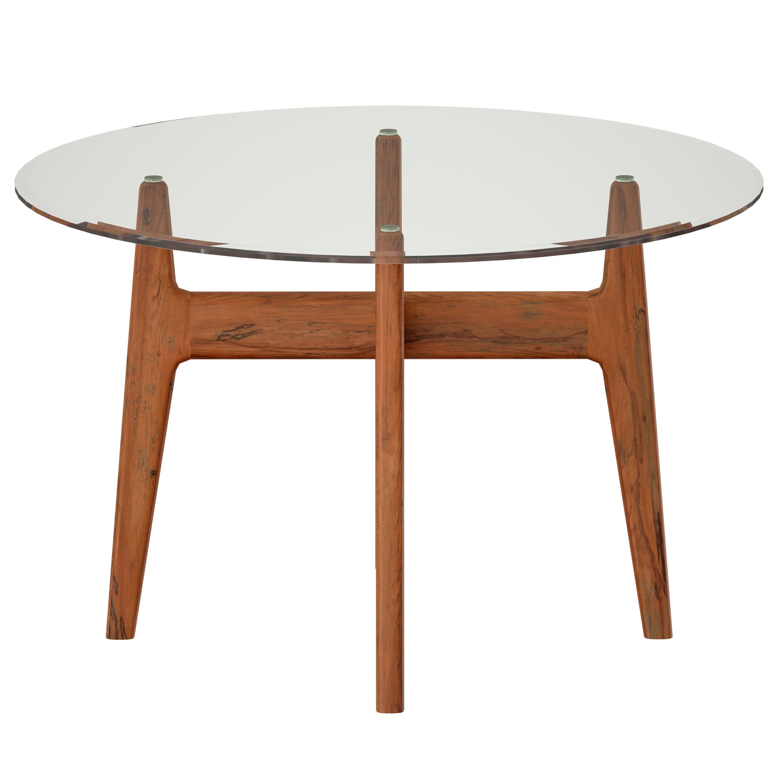 Tate 48 Round Dining Table with Glass Top and Walnut Base 3D model_5