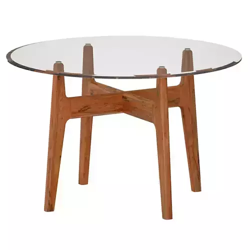 Tate 48 Round Dining Table with Glass Top and Walnut Base
