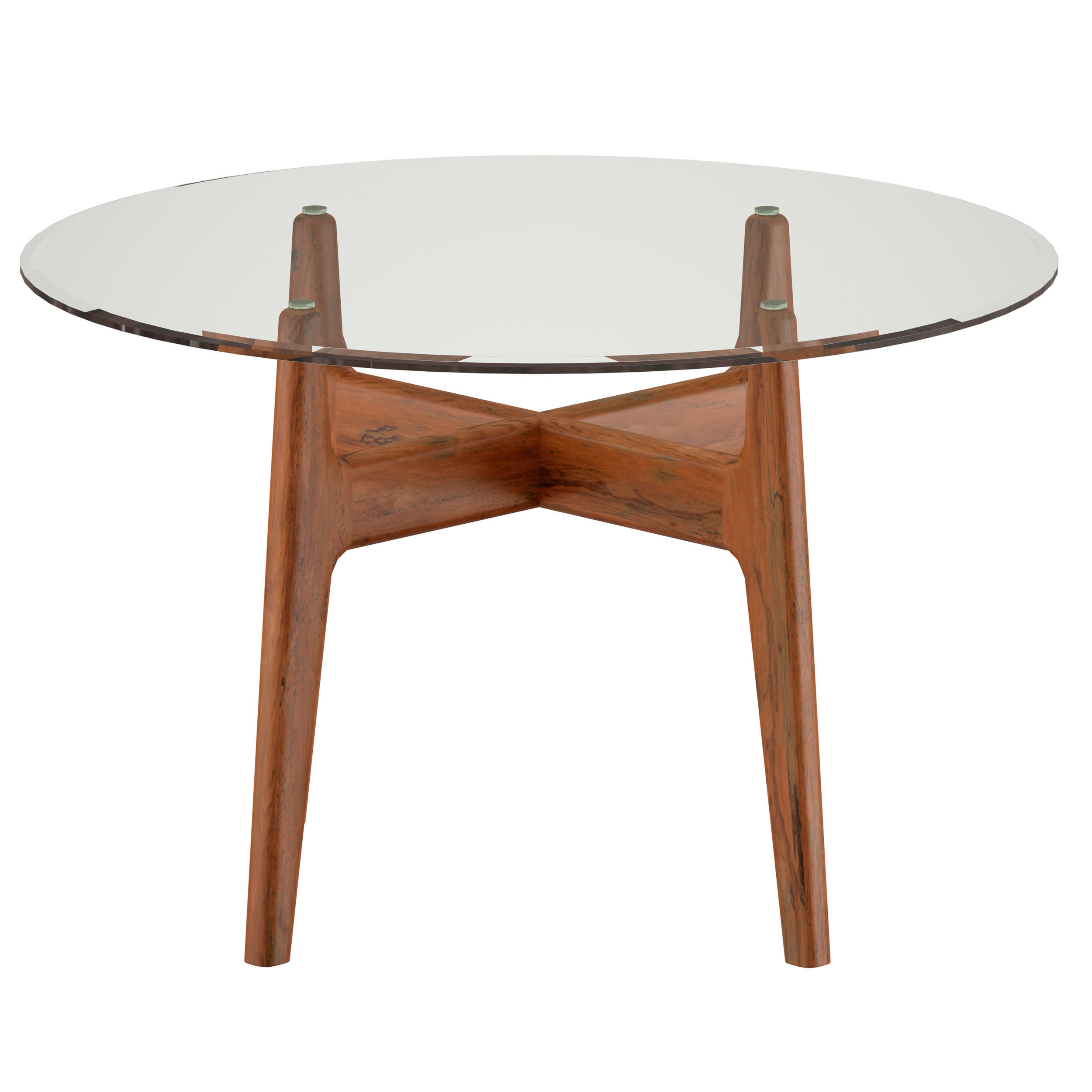 Tate 48 Round Dining Table with Glass Top and Walnut Base 3D model_6