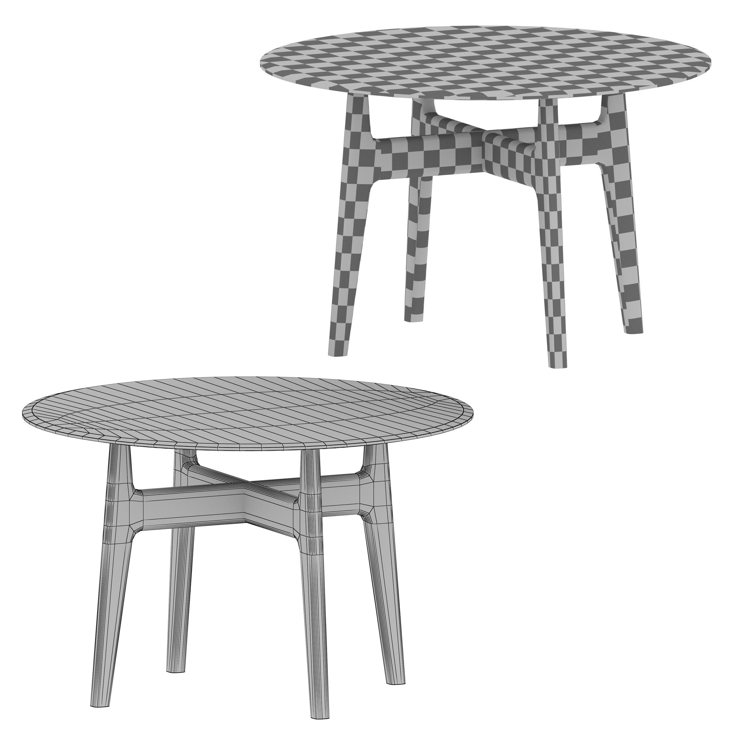 Tate 48 Round Dining Table with Glass Top and Walnut Base 3D model_10