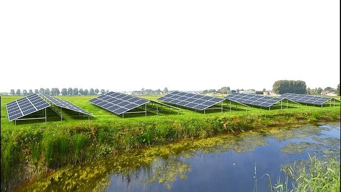pv solar panel array  east west orientation Low-poly 3D model
