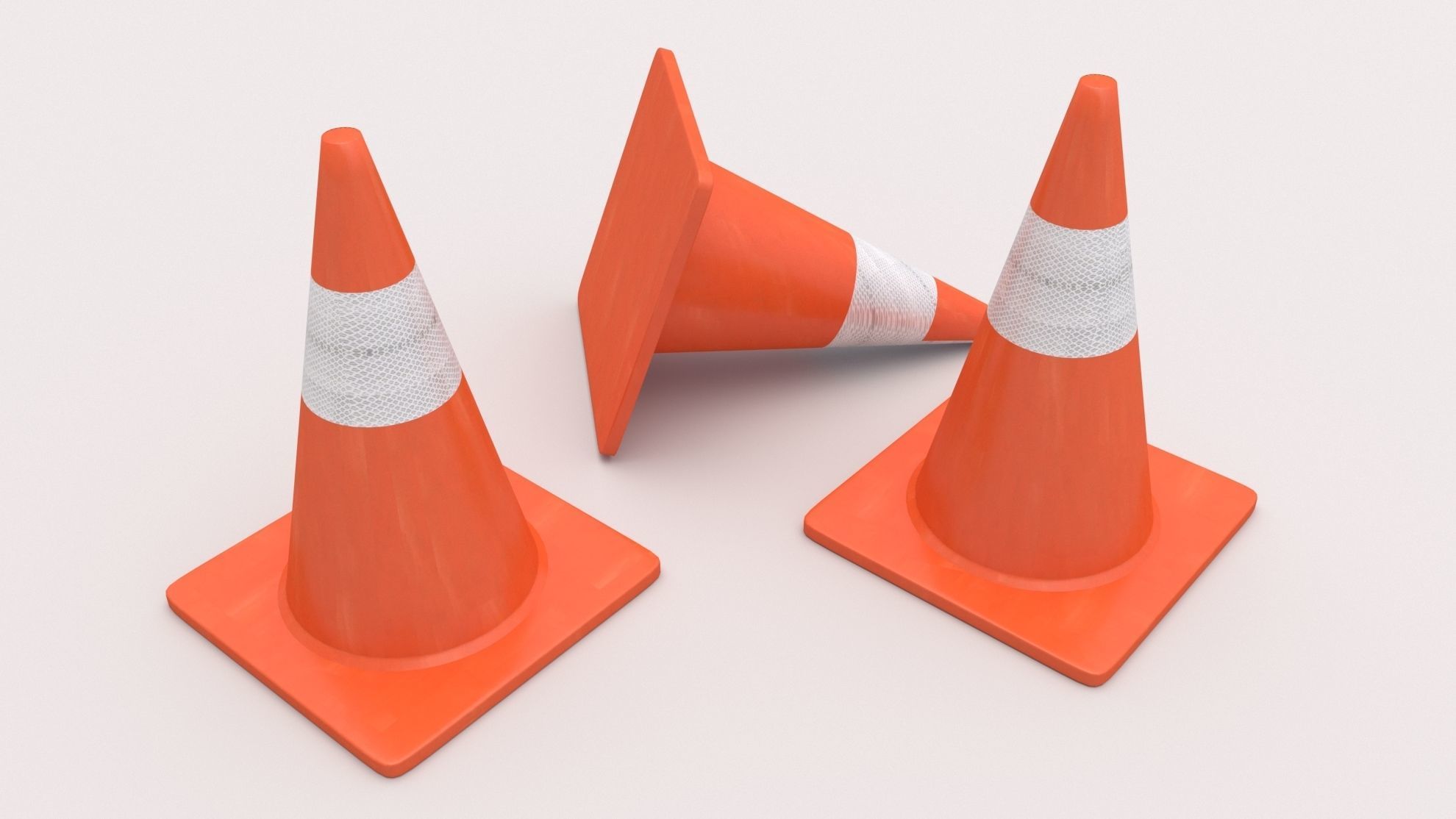 Traffic Cone Low-poly 3D model_2
