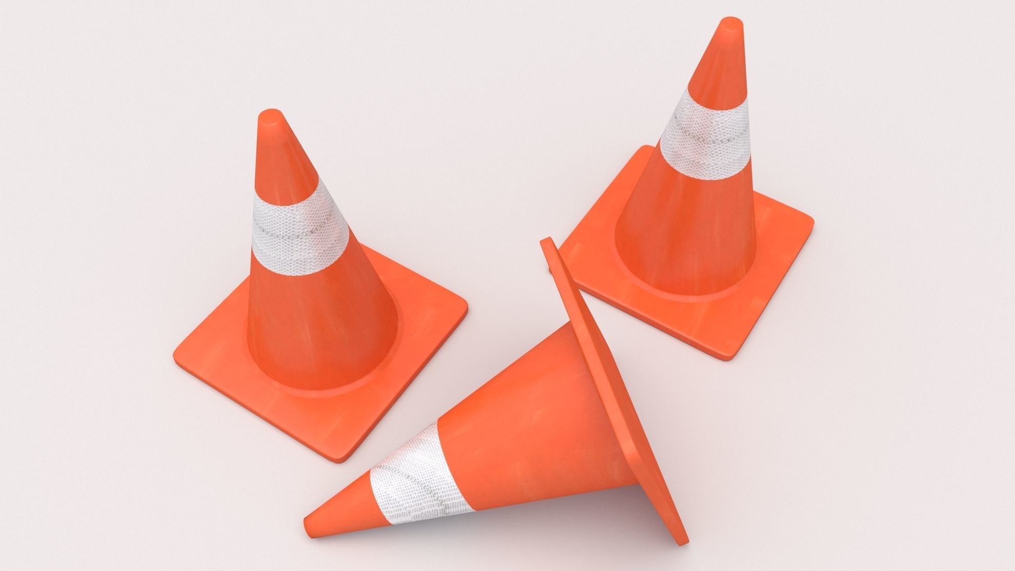 Traffic Cone Low-poly 3D model_1