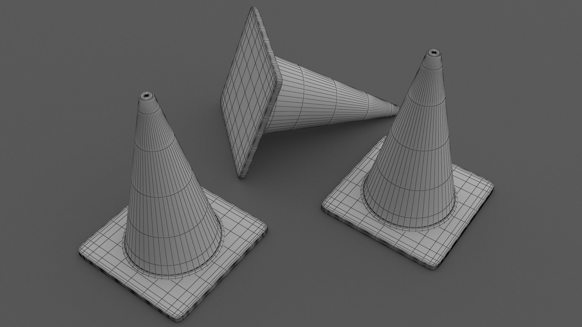 Traffic Cone Low-poly 3D model_8