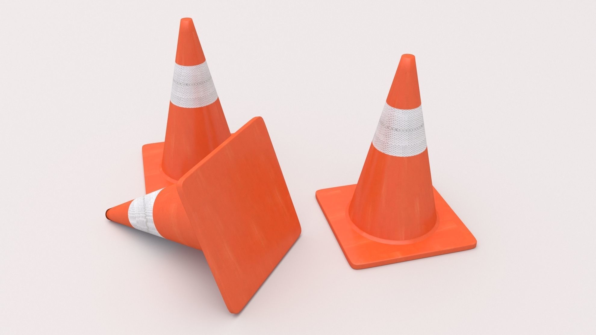 Traffic Cone Low-poly 3D model_3