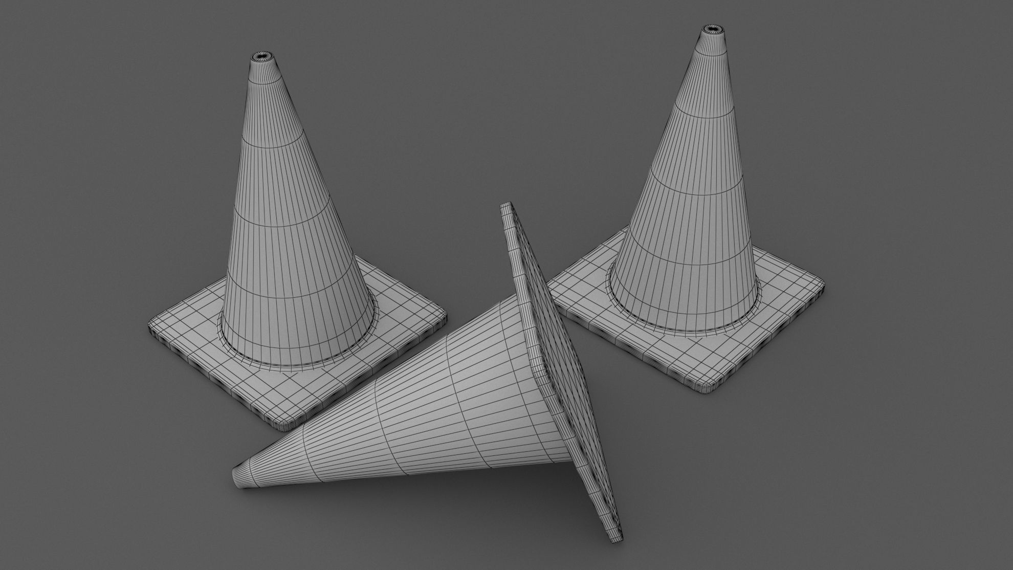 Traffic Cone Low-poly 3D model_7