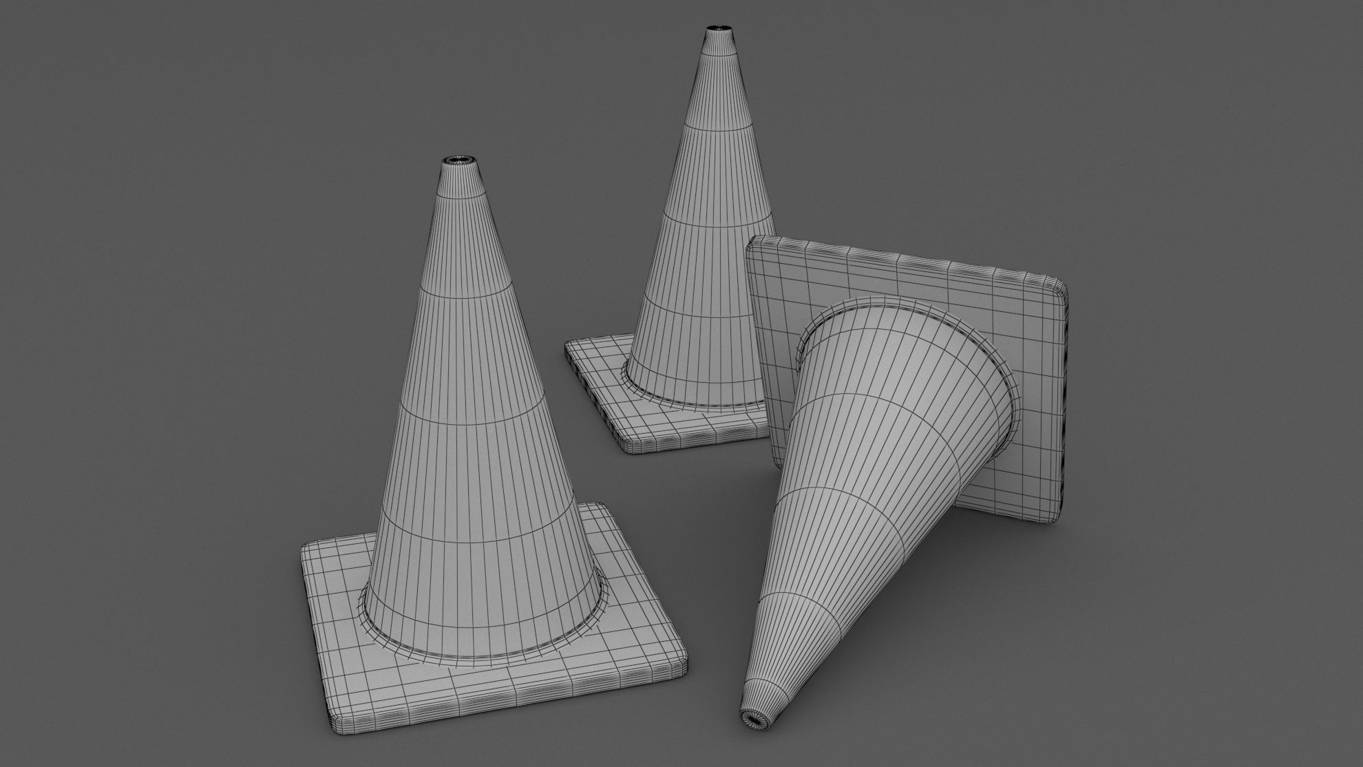 Traffic Cone Low-poly 3D model_6
