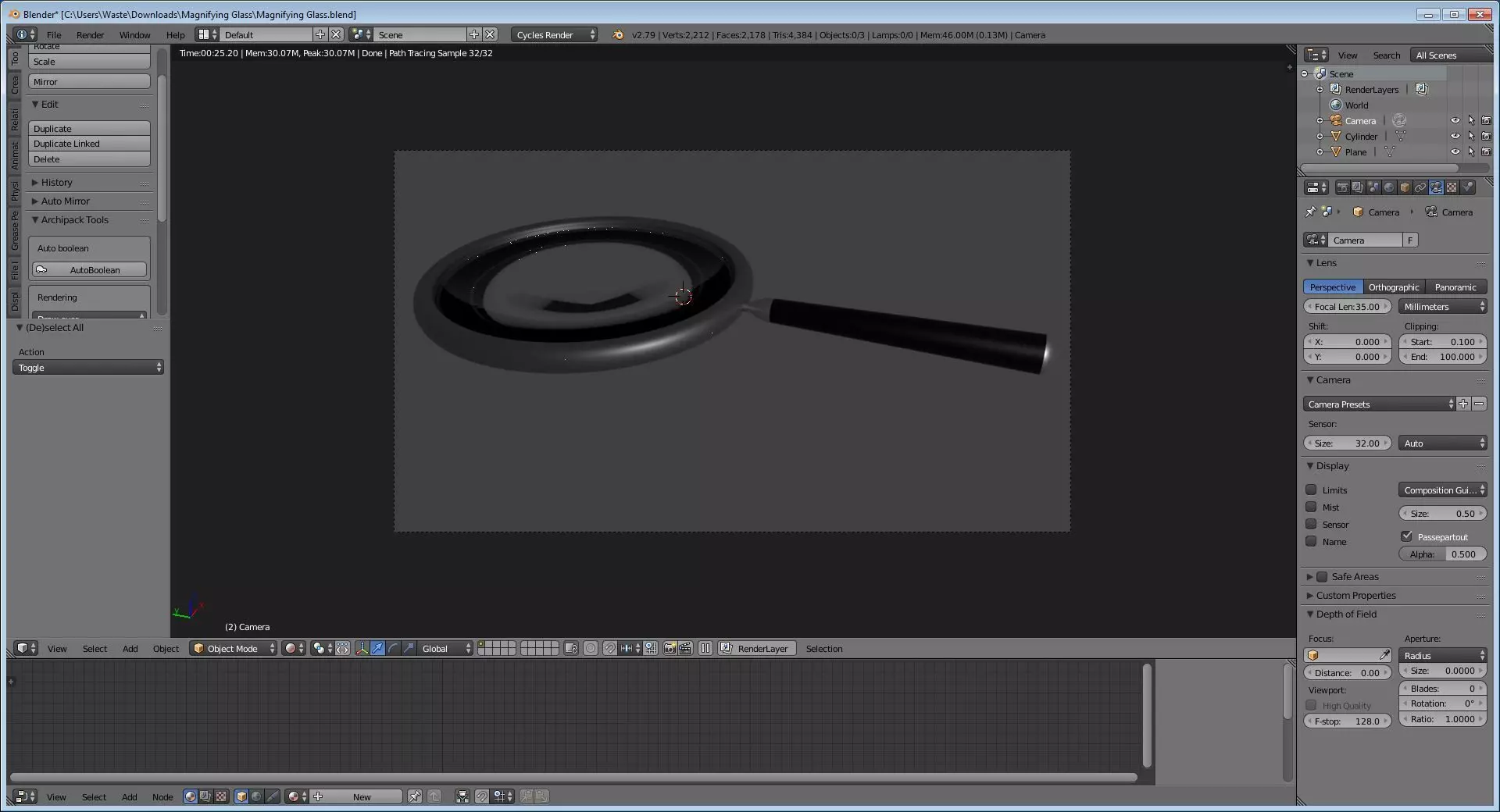 Low Poly Magnifying Glass Free low-poly 3D model_0