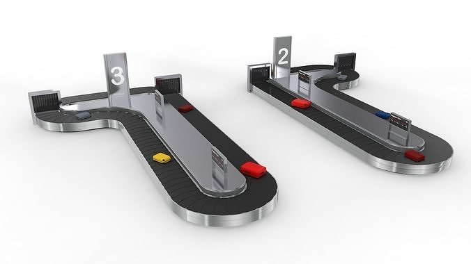Two Side Adjustable Airport Baggage Carousel Conveyor  3D model