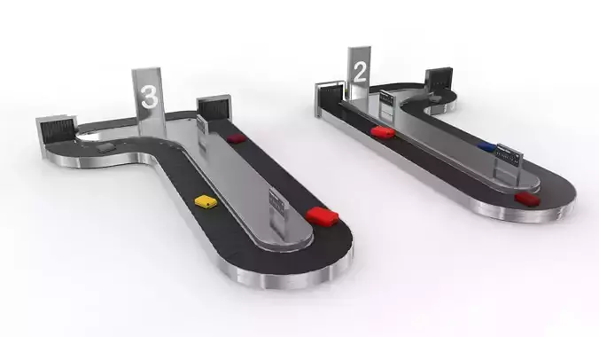 Two Side Adjustable Airport Baggage Carousel Conveyor  3D model