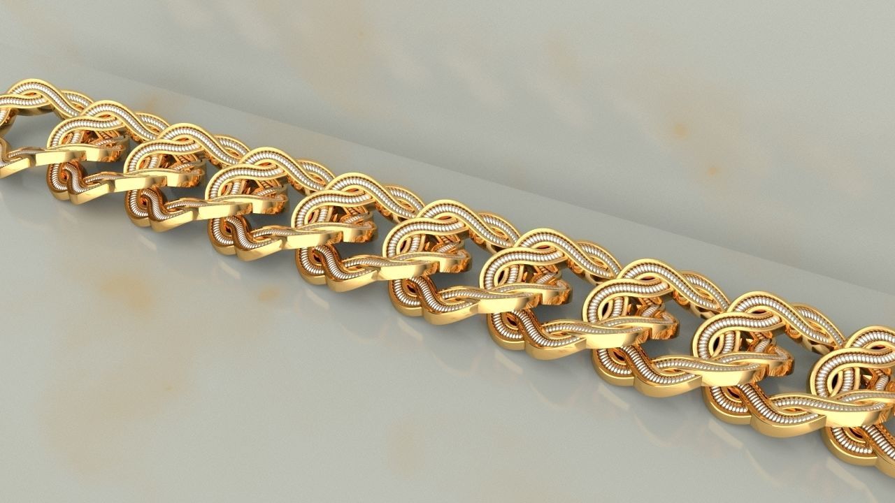 Chain link wristband or necklace 3D print model_1