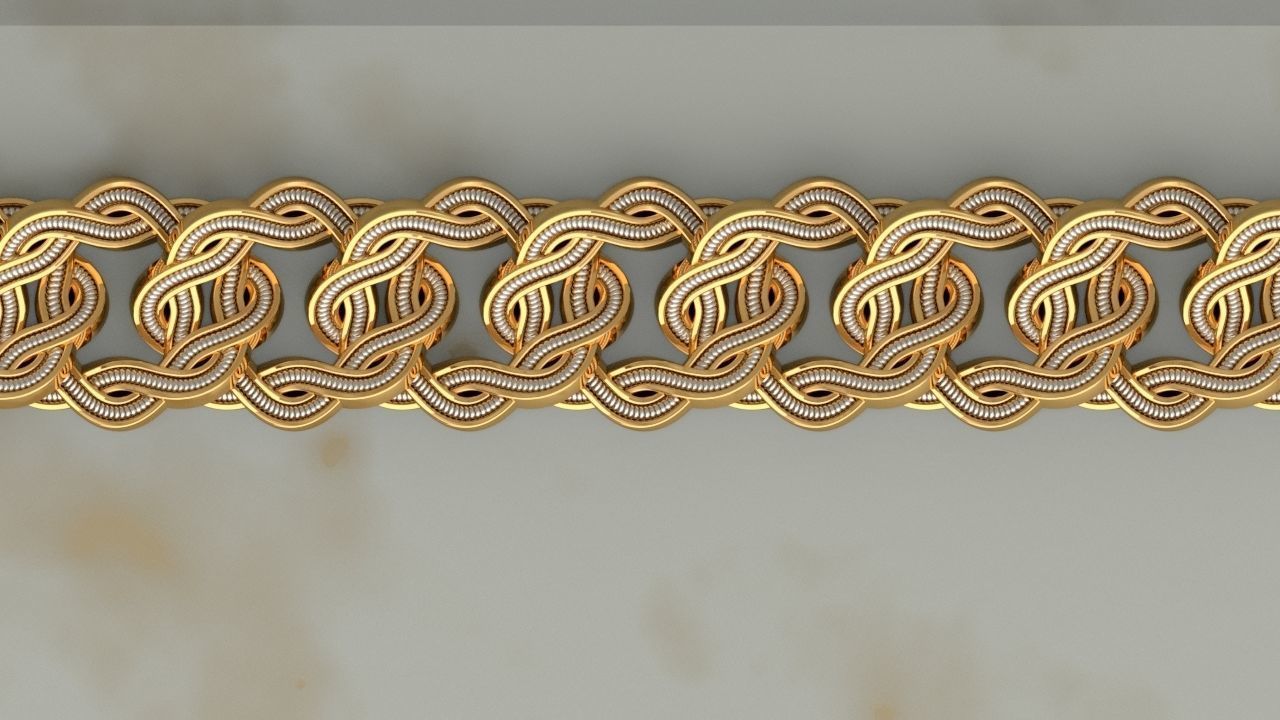 Chain link wristband or necklace 3D print model_3