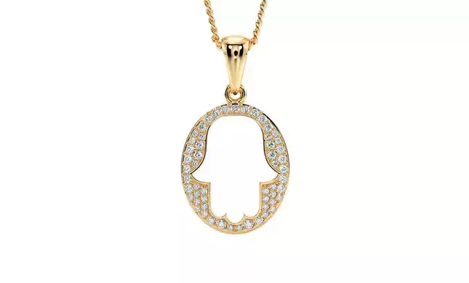 hamsa hand gold diamonds pendant