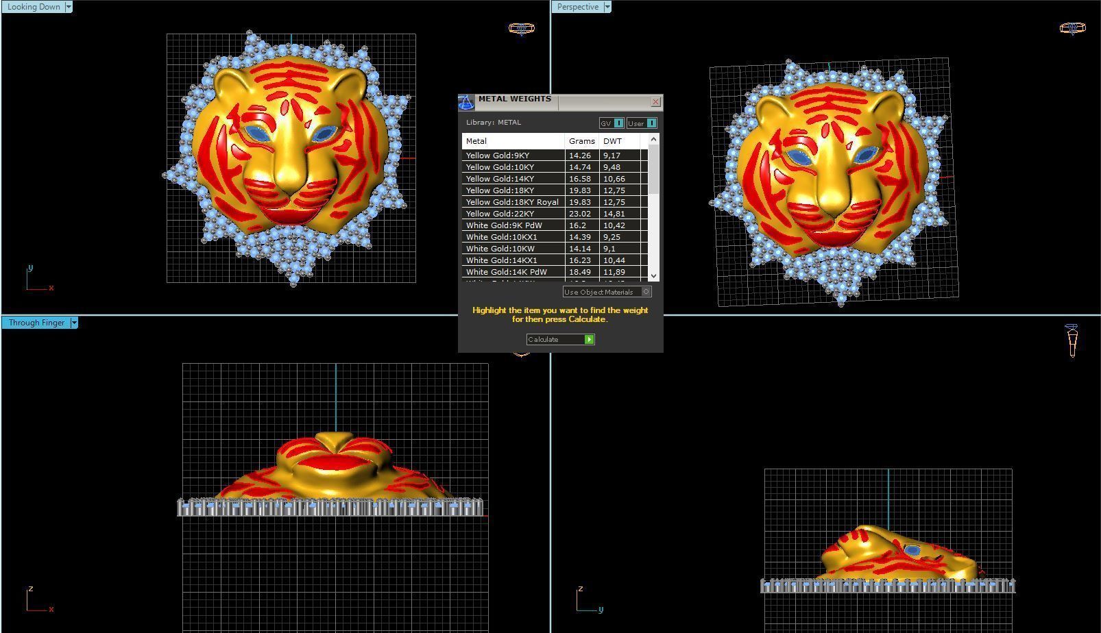 Wildlife Tiger Pendant 3D model_1