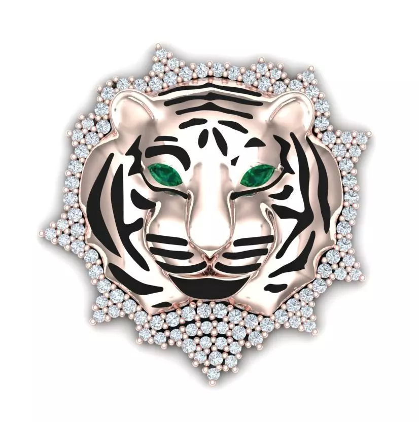 Wildlife Tiger Pendant 3D model_0