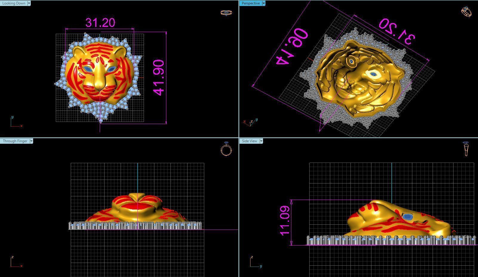 Wildlife Tiger Pendant 3D model_3