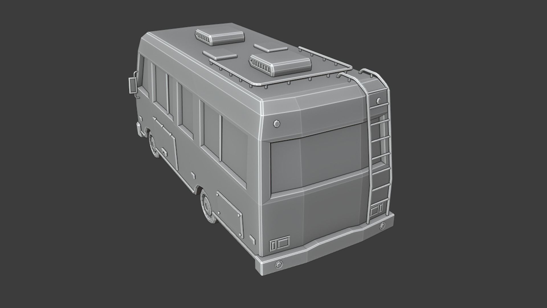 Stylized low-poly Camper Van Low-poly 3D model_17