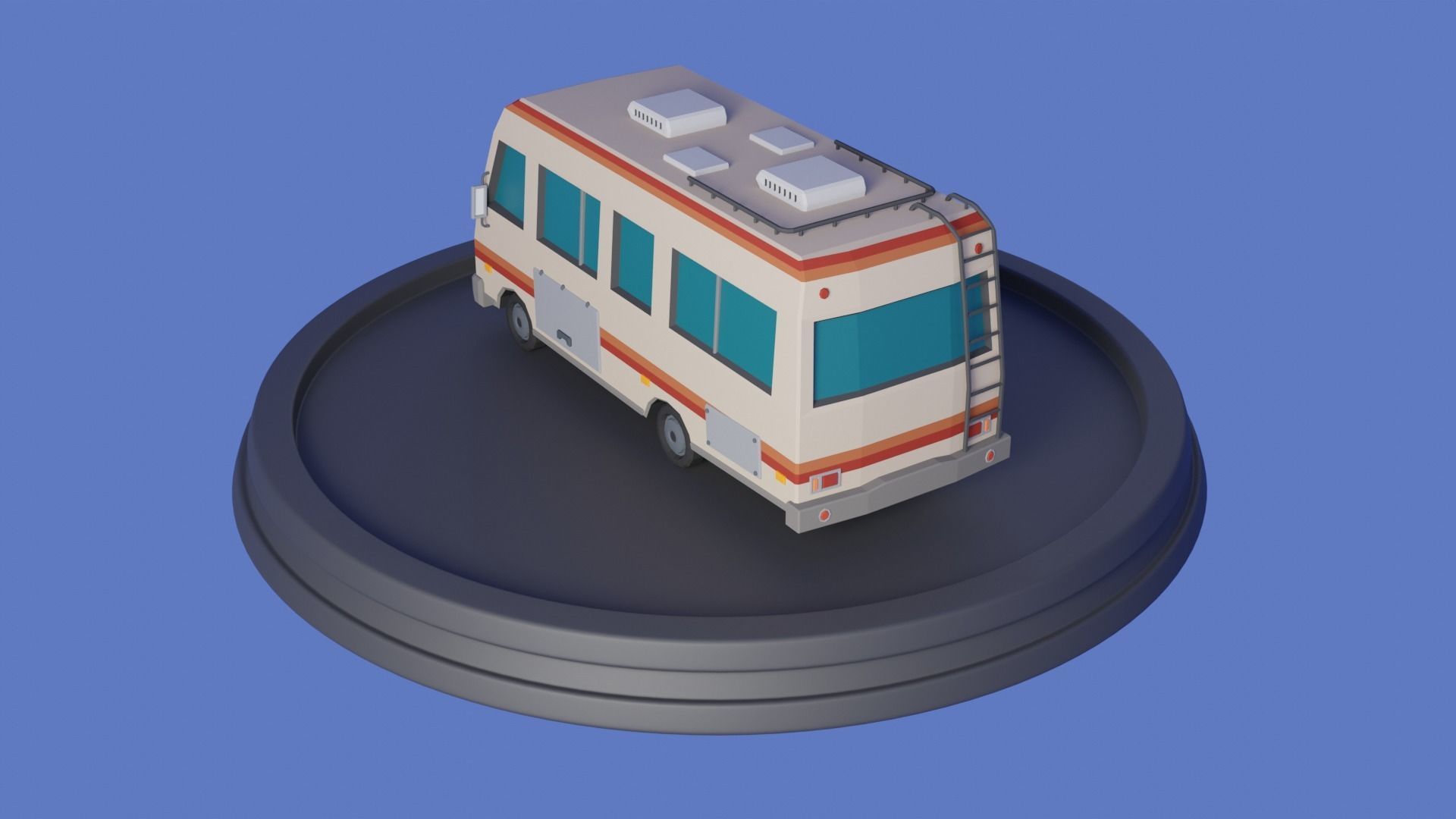 Stylized low-poly Camper Van Low-poly 3D model_2