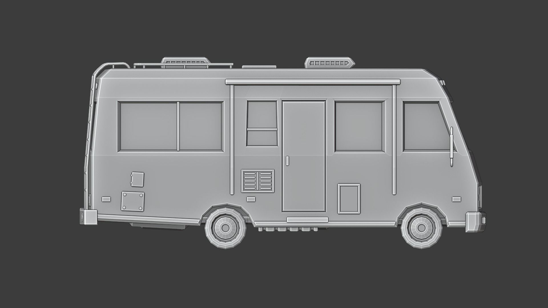 Stylized low-poly Camper Van Low-poly 3D model_12