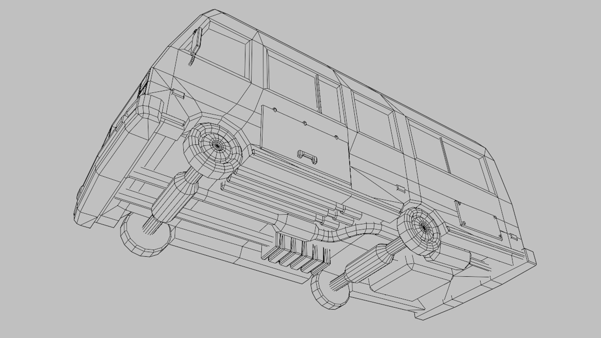 Stylized low-poly Camper Van Low-poly 3D model_21