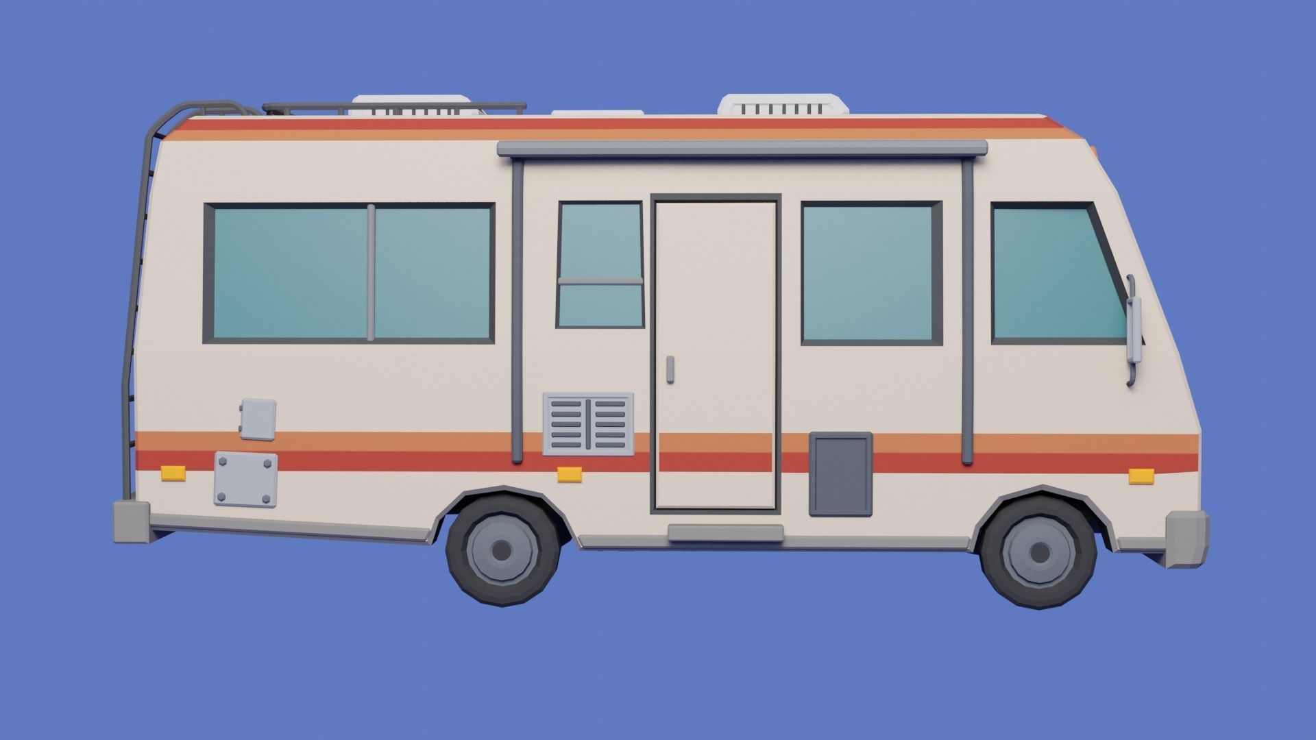 Stylized low-poly Camper Van Low-poly 3D model_8
