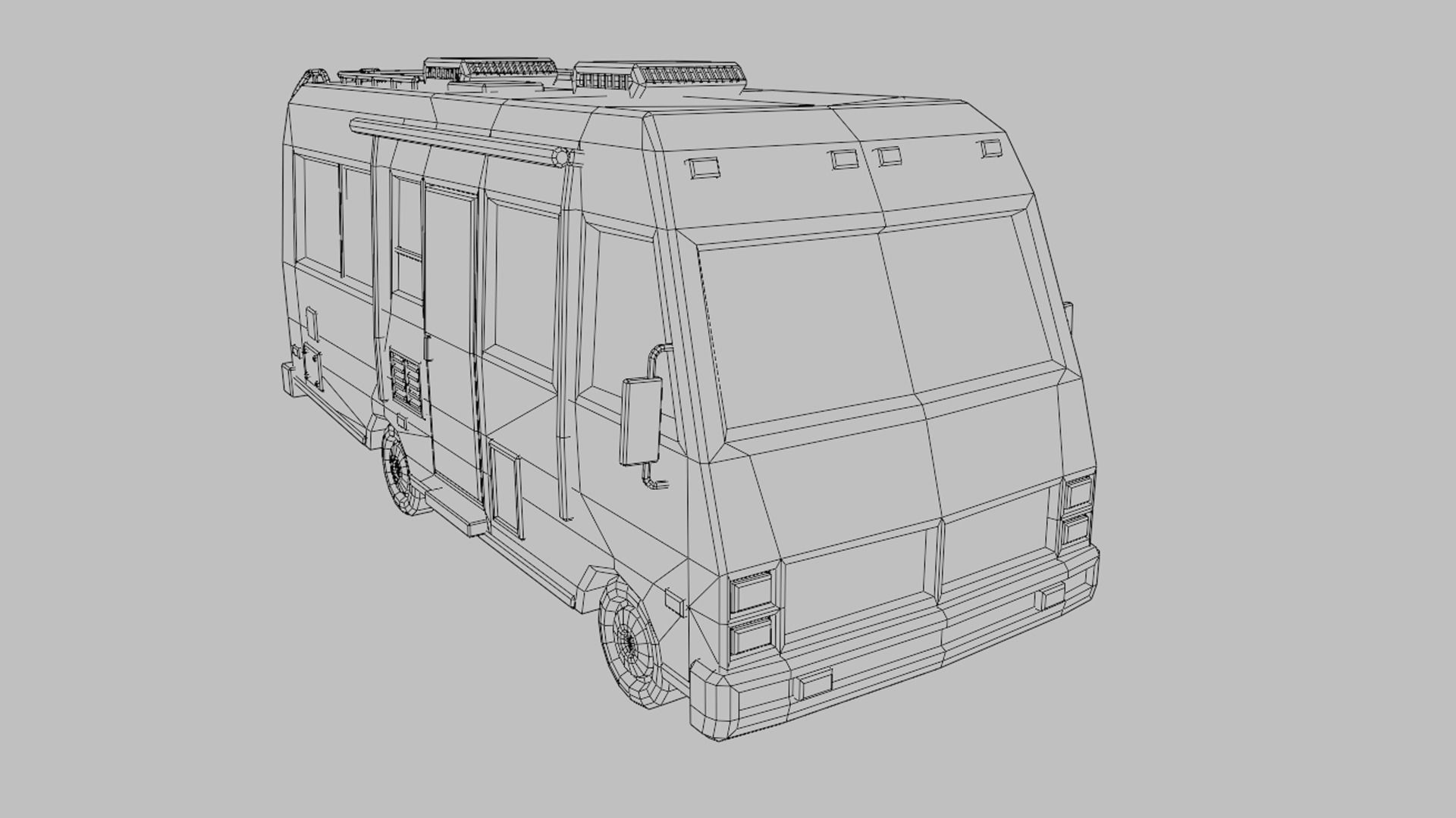 Stylized low-poly Camper Van Low-poly 3D model_18