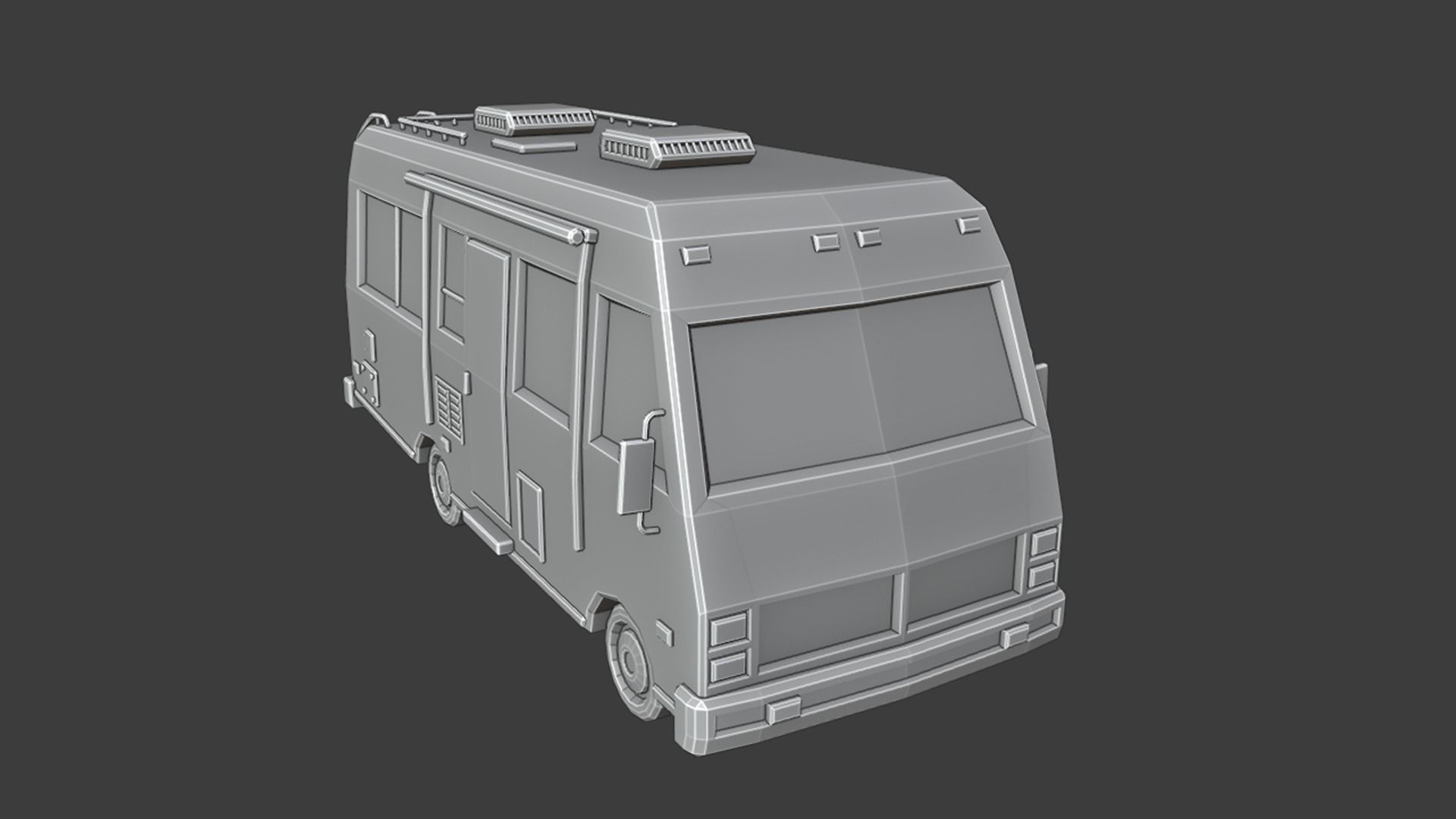 Stylized low-poly Camper Van Low-poly 3D model_11