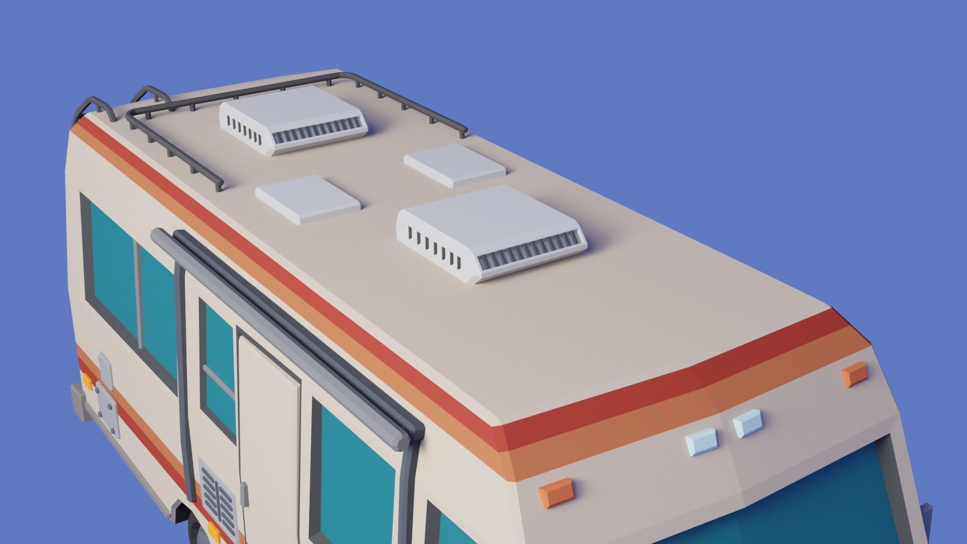 Stylized low-poly Camper Van Low-poly 3D model_10