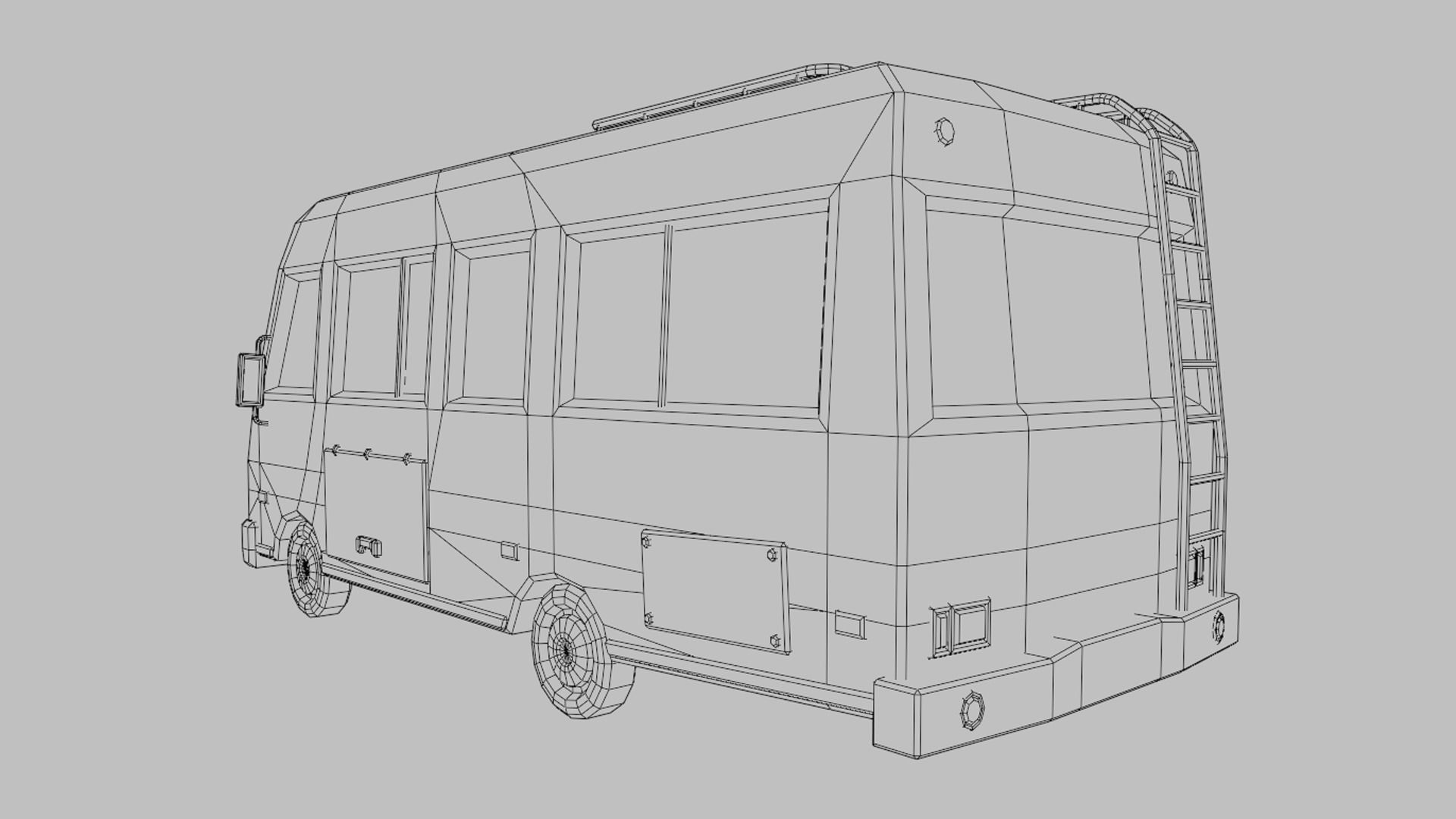 Stylized low-poly Camper Van Low-poly 3D model_20