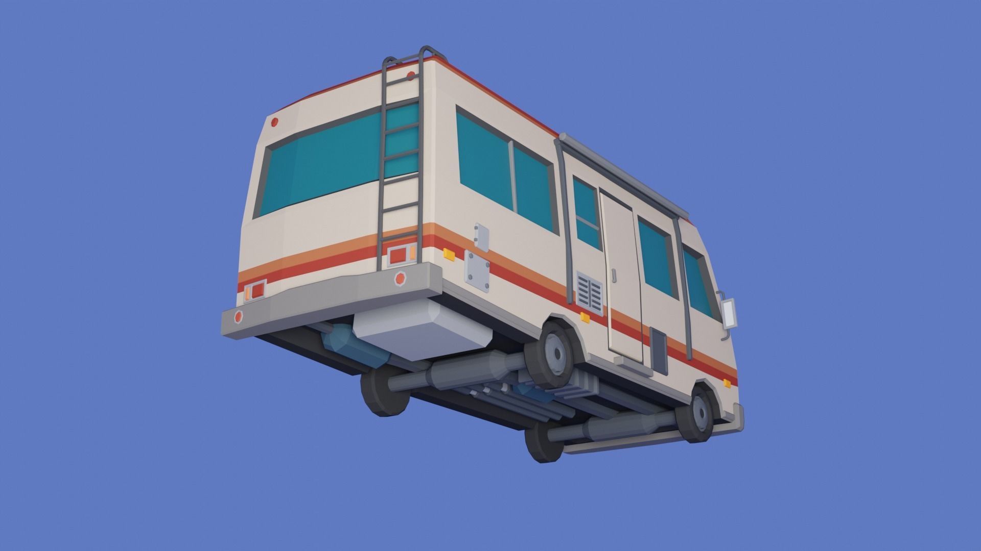 Stylized low-poly Camper Van Low-poly 3D model_4