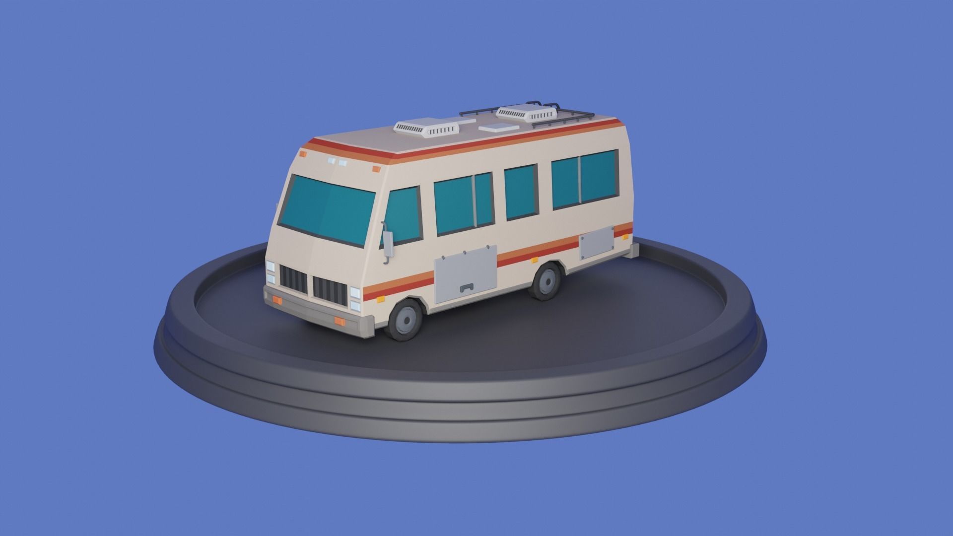 Stylized low-poly Camper Van Low-poly 3D model_1