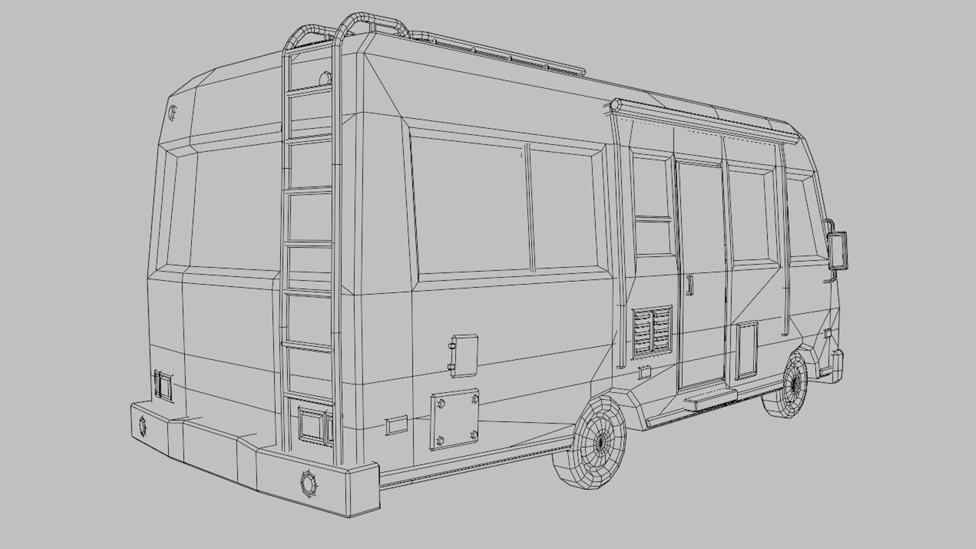 Stylized low-poly Camper Van Low-poly 3D model_19