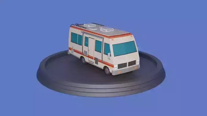 Stylized low-poly Camper Van