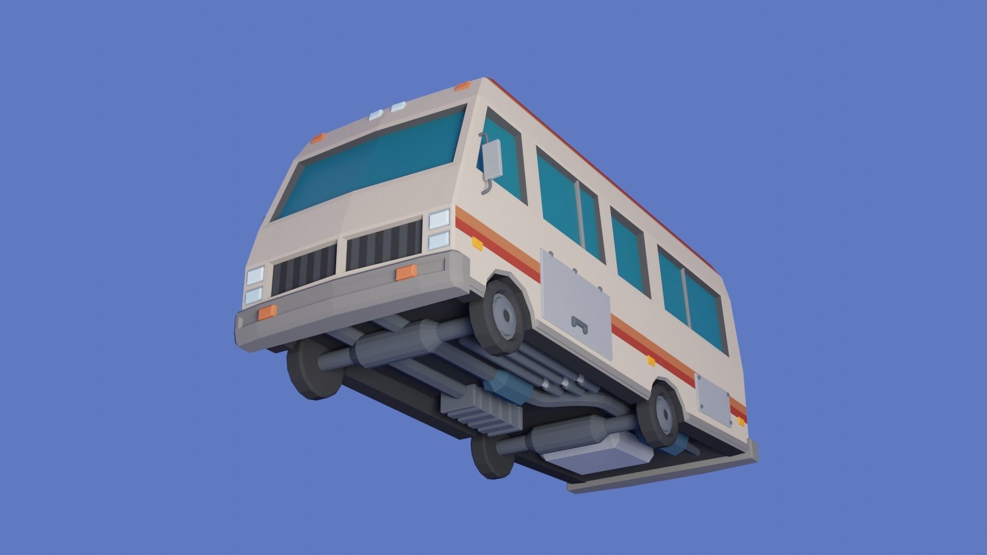 Stylized low-poly Camper Van Low-poly 3D model_5