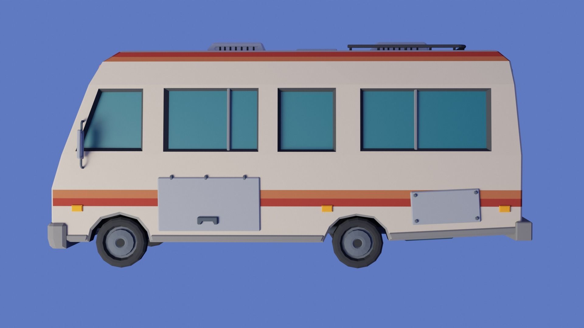 Stylized low-poly Camper Van Low-poly 3D model_6