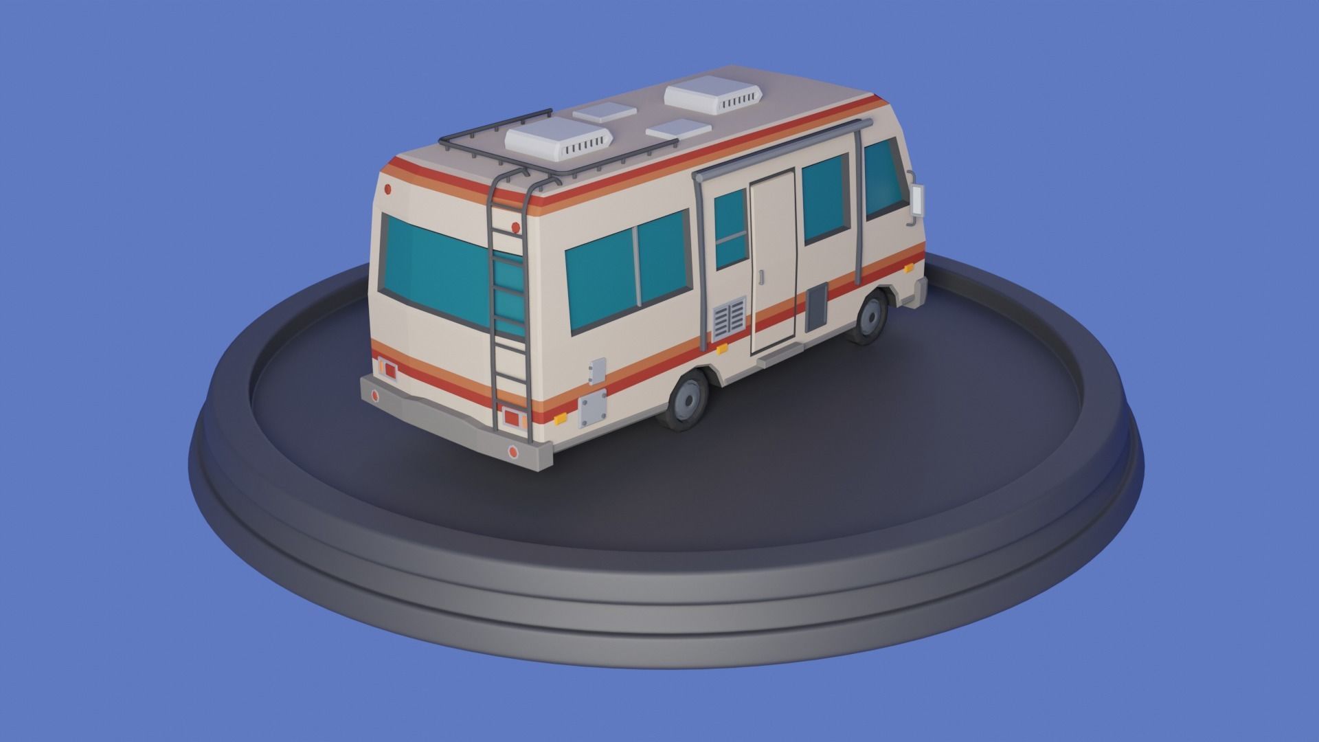 Stylized low-poly Camper Van Low-poly 3D model_3