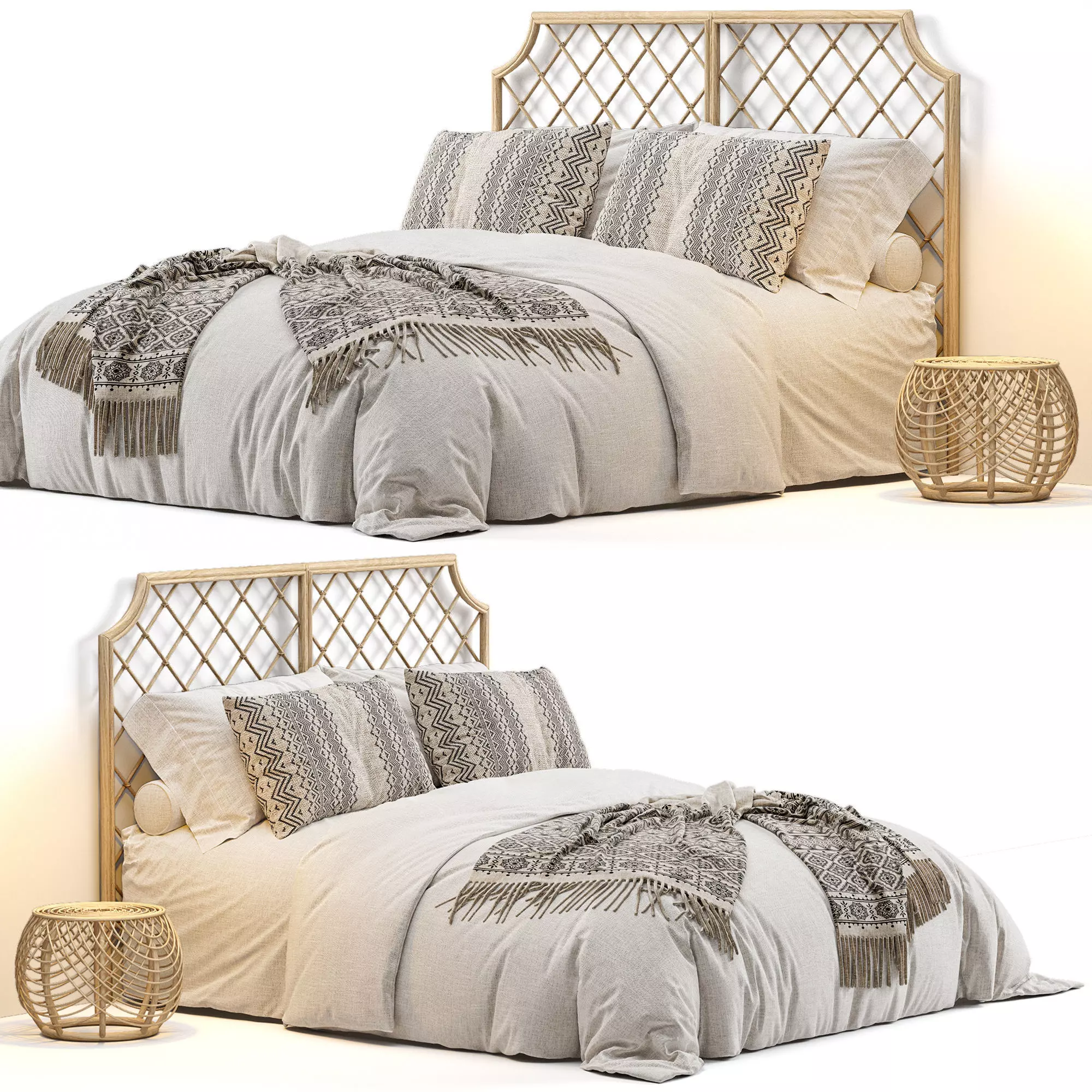 Arudin Rattan Bed 3D model