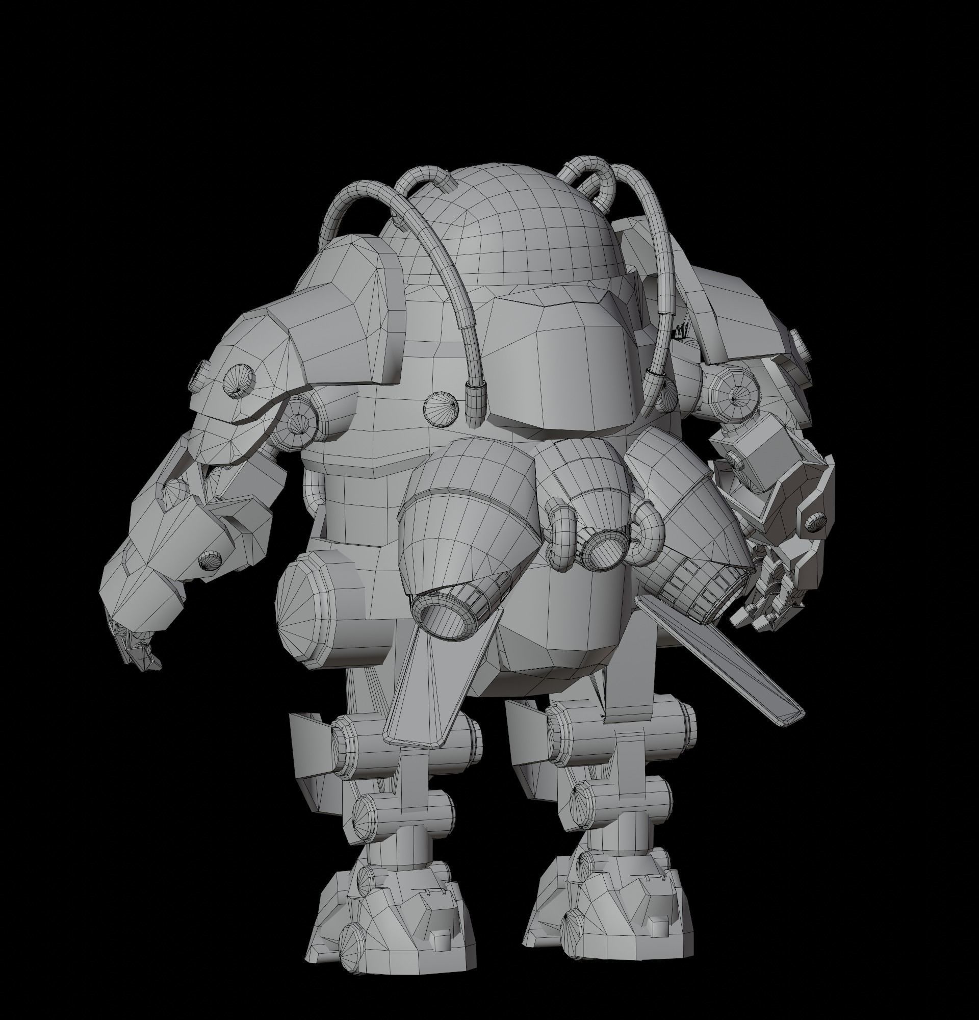 Robot Panda Low Poly Low-poly 3D model_12