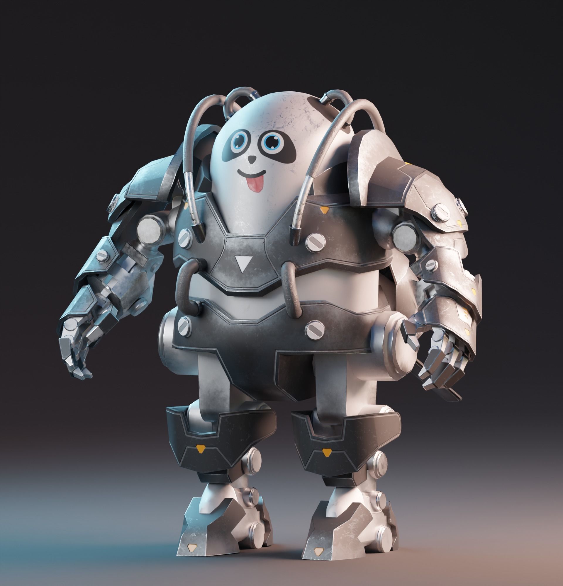 Robot Panda Low Poly Low-poly 3D model_2