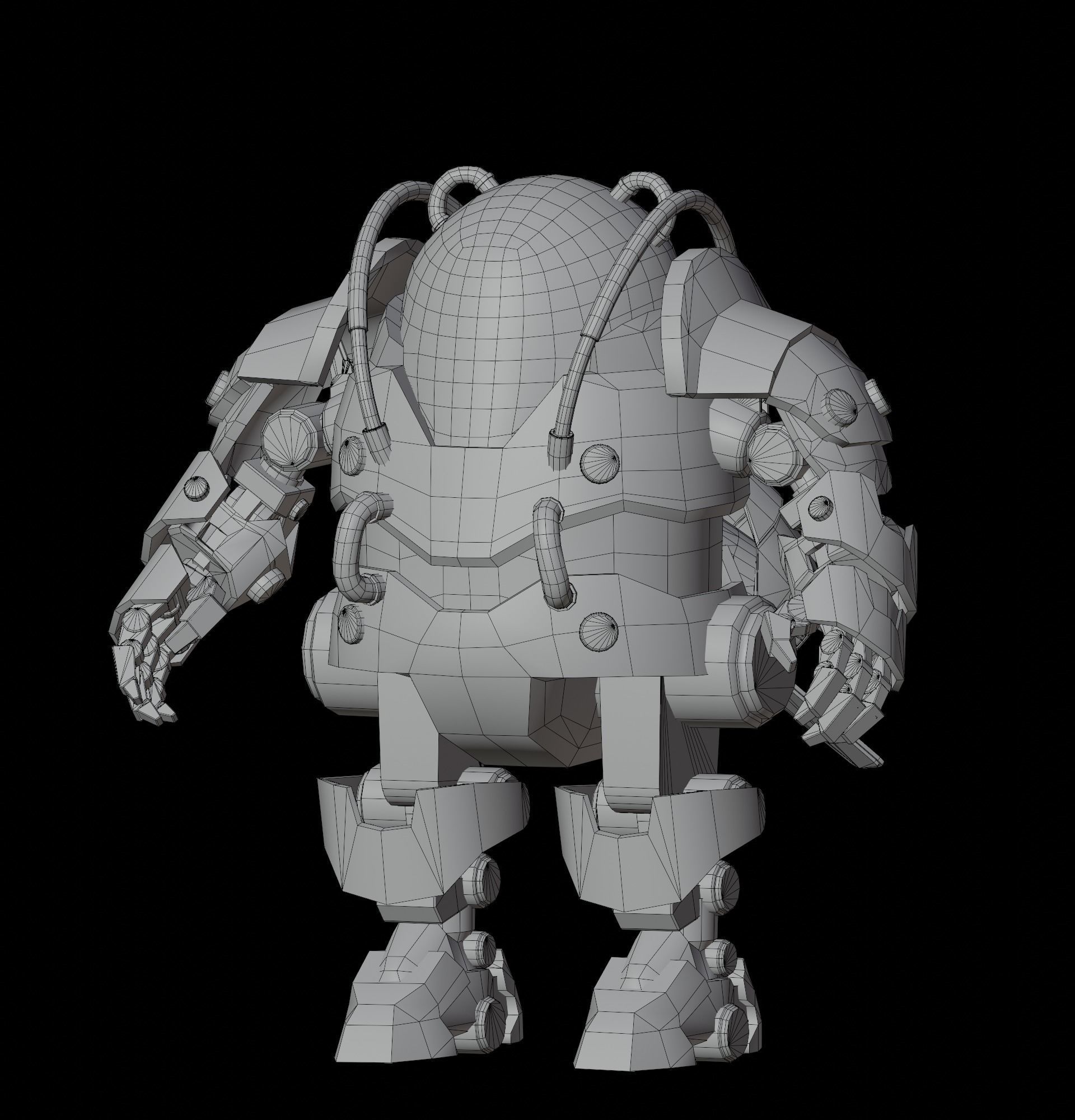 Robot Panda Low Poly Low-poly 3D model_15