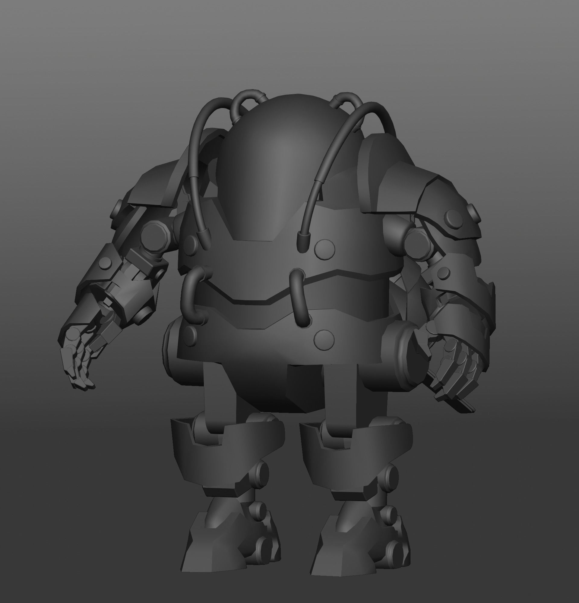 Robot Panda Low Poly Low-poly 3D model_6