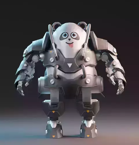 Robot Panda Low Poly