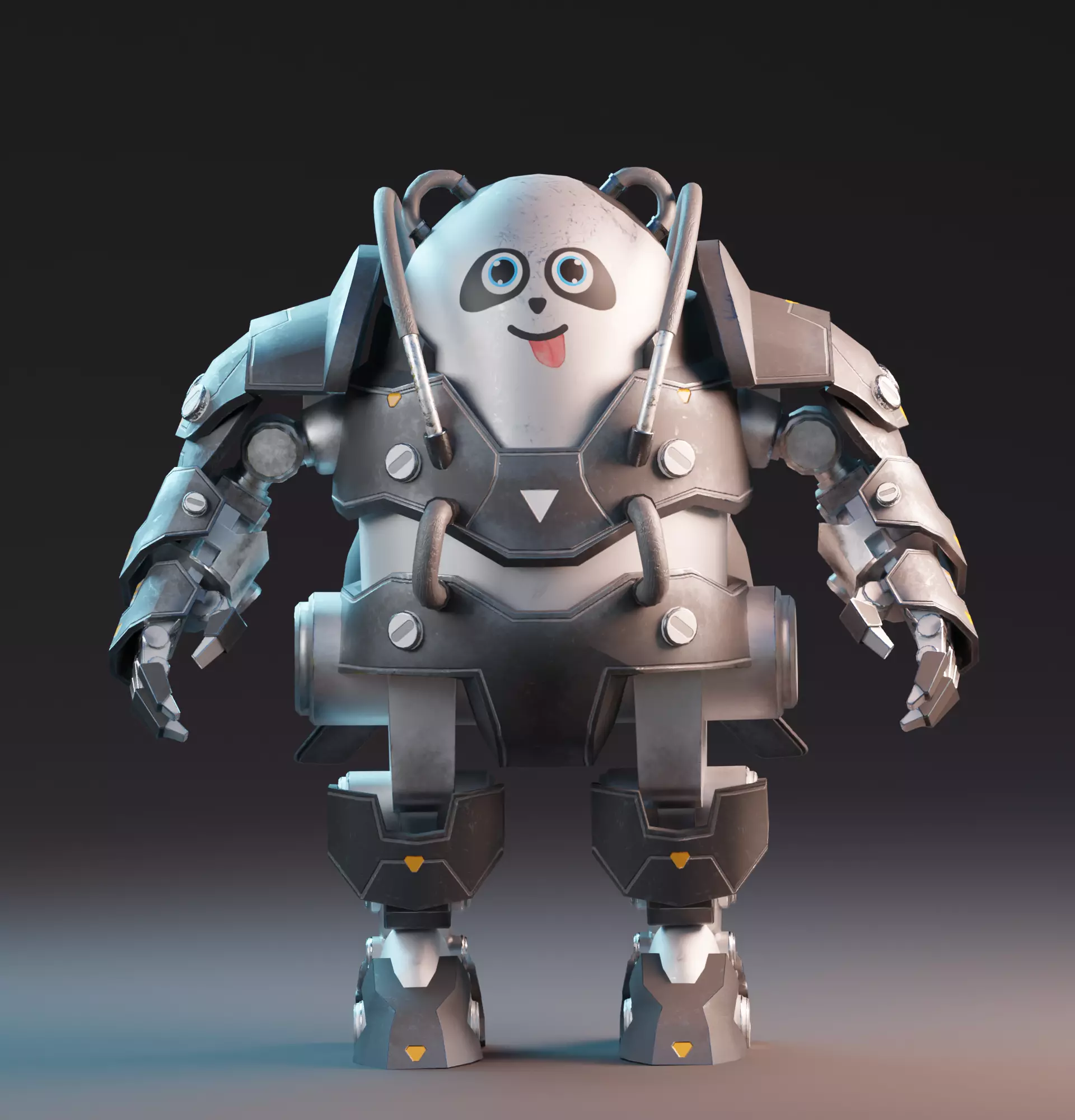 Robot Panda Low Poly Low-poly 3D model_0