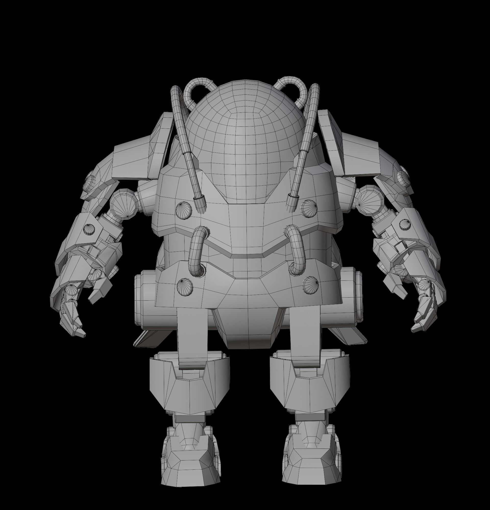 Robot Panda Low Poly Low-poly 3D model_14