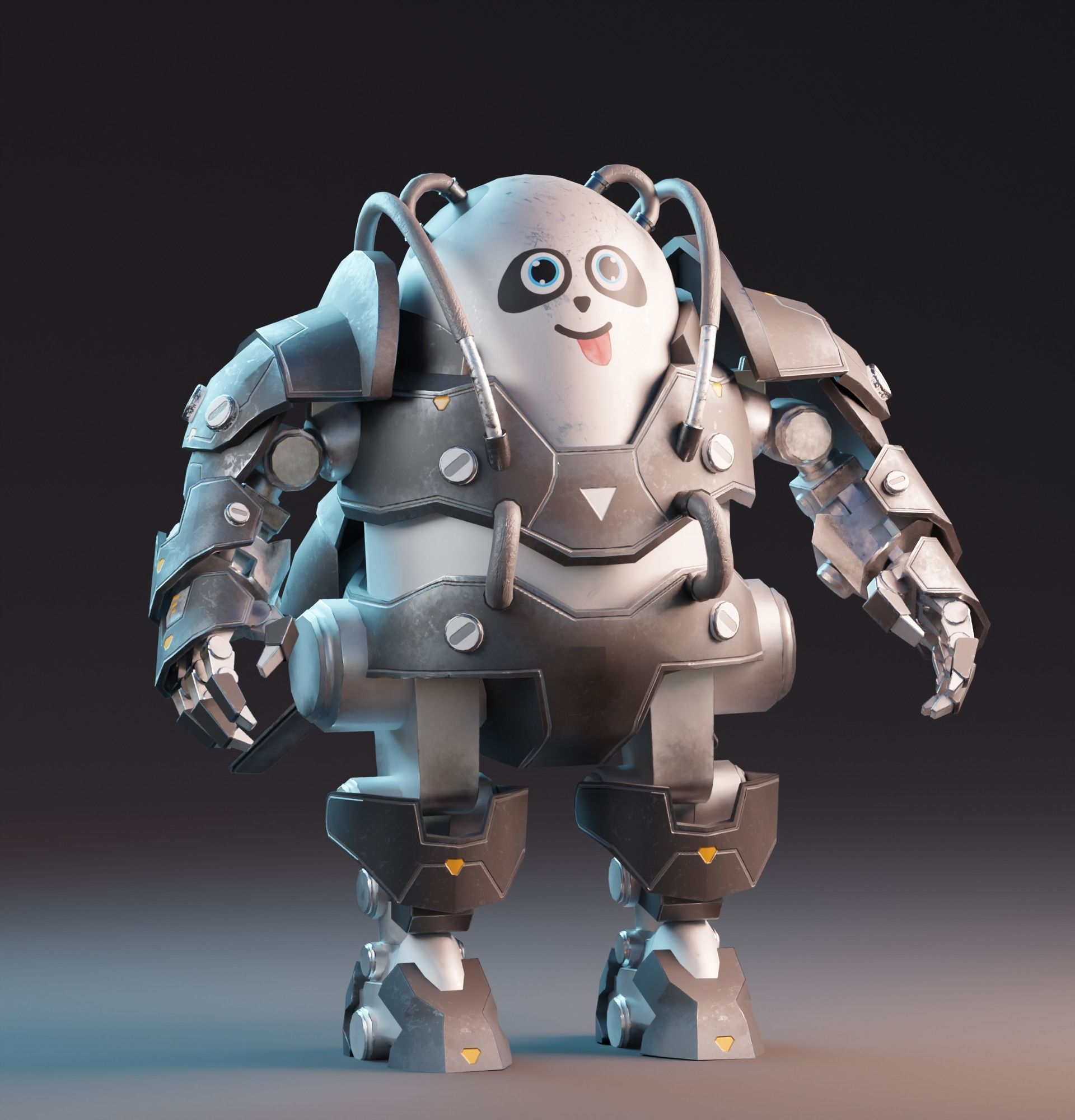 Robot Panda Low Poly Low-poly 3D model_1