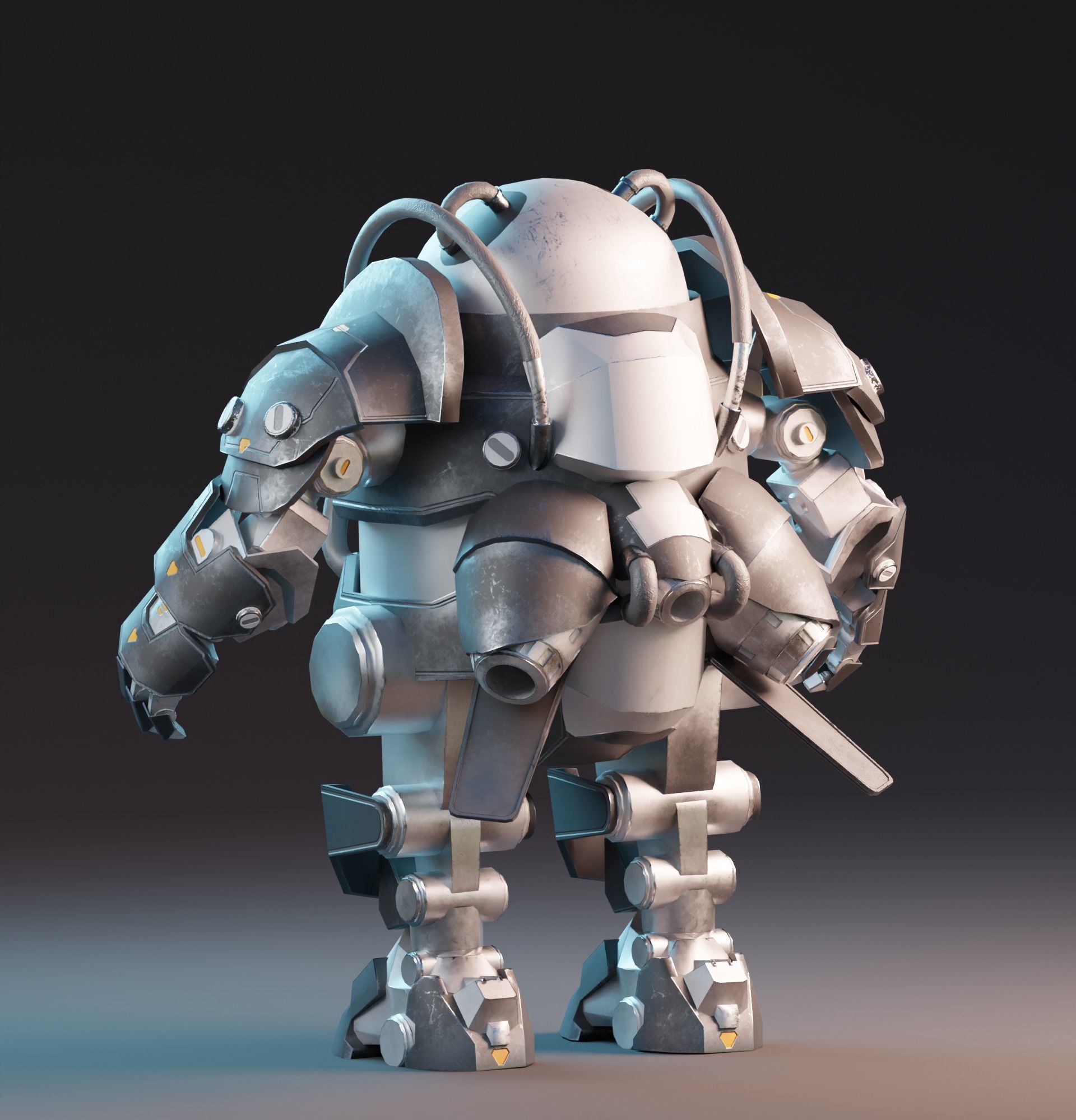 Robot Panda Low Poly Low-poly 3D model_4