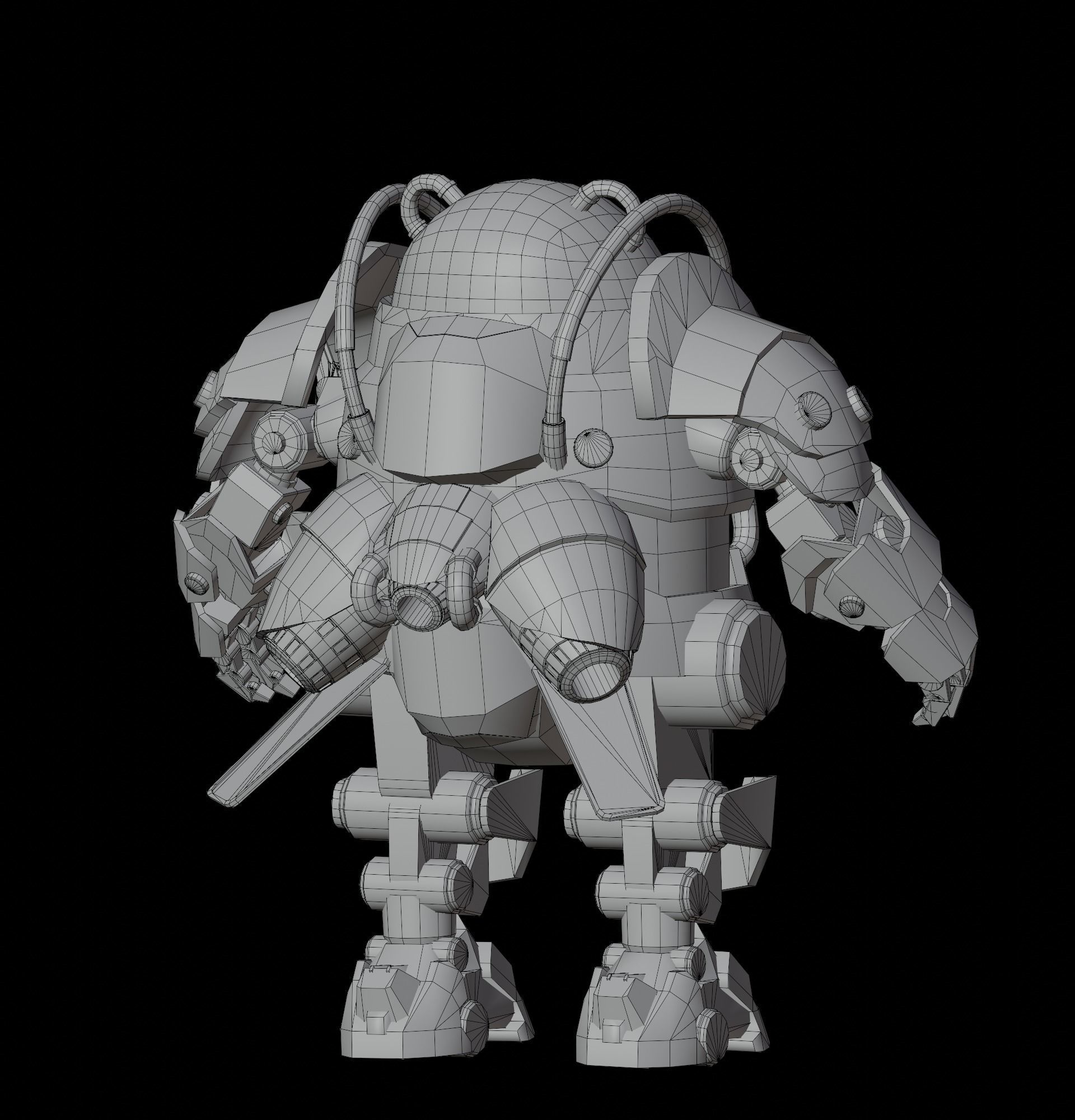 Robot Panda Low Poly Low-poly 3D model_13